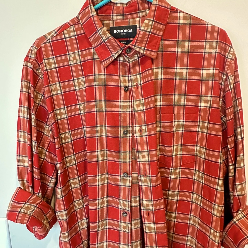 Men's Bonobos slim fit Flannel button down Size Large